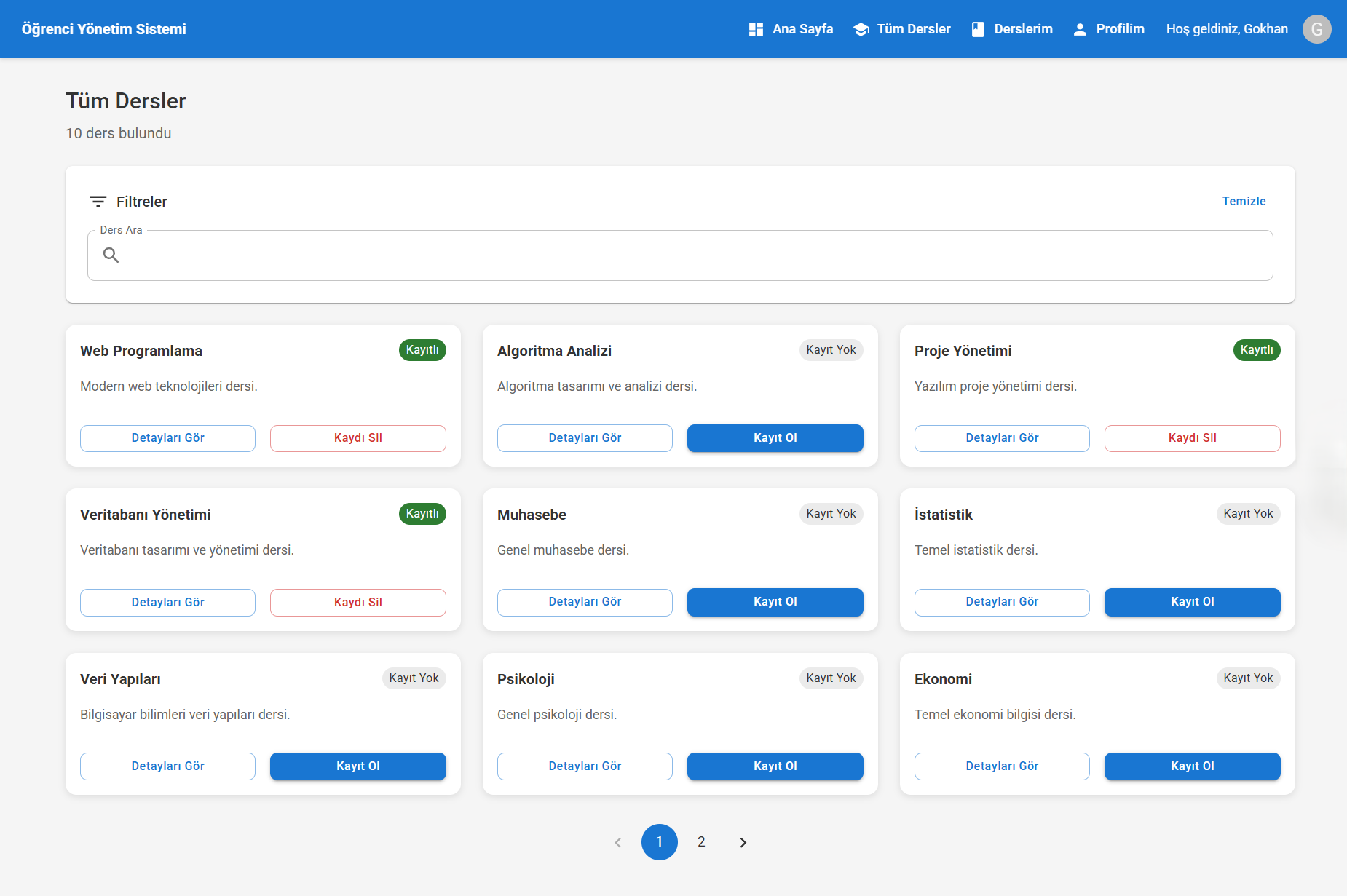 Student and Course Management System